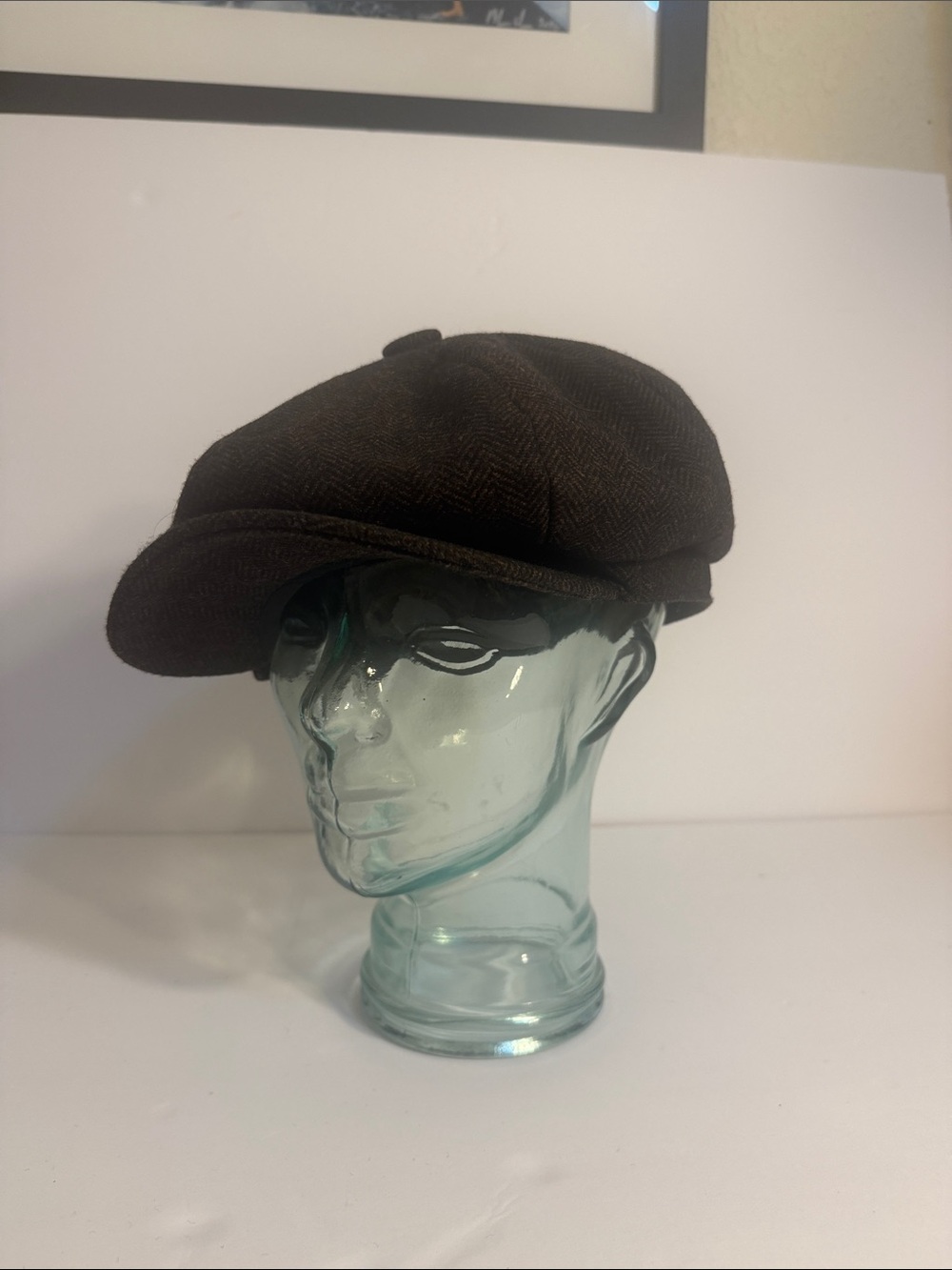 Brown Herringbone Newsboy Cap -  Botvela